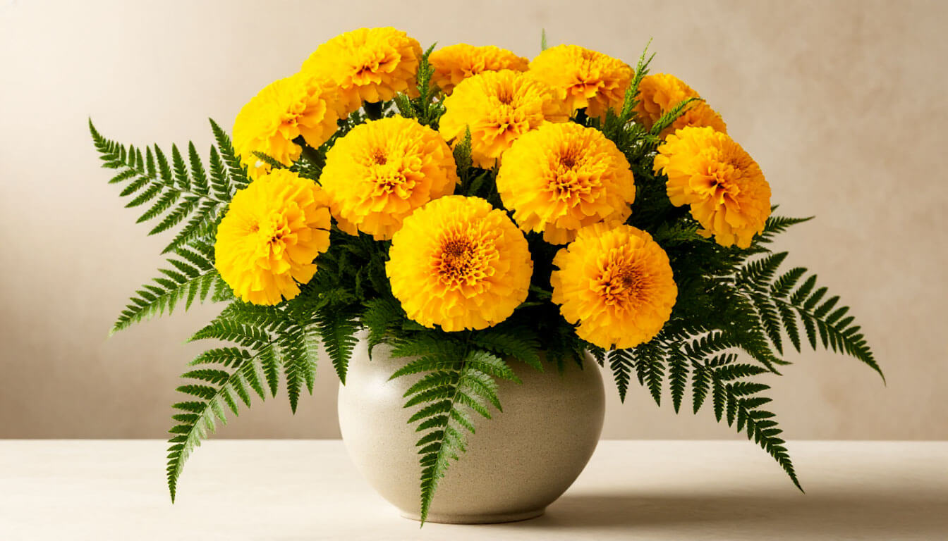 Marigolds and Ferns